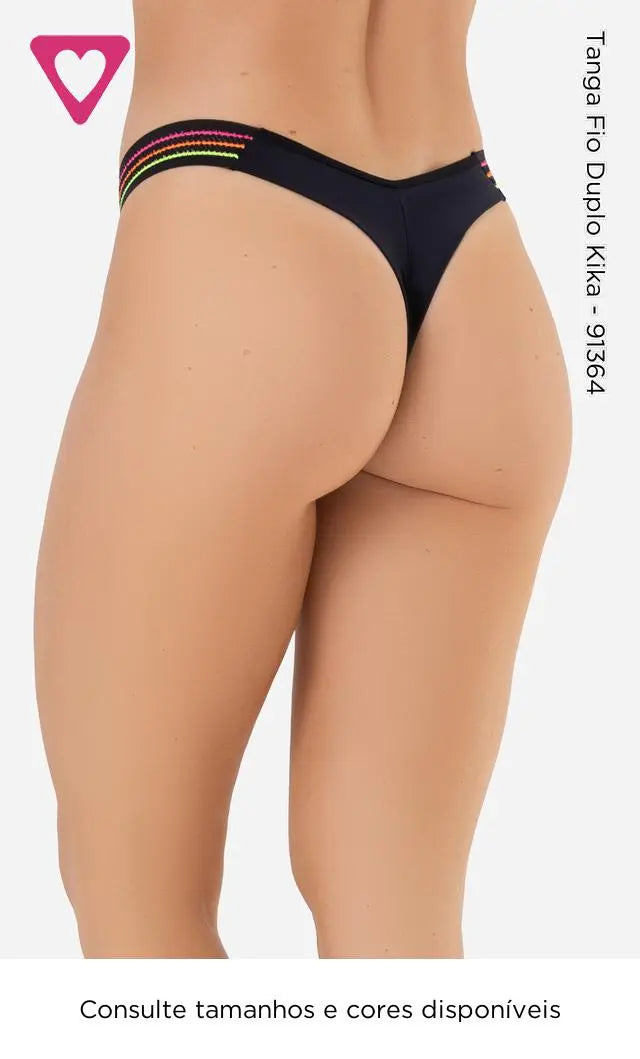 Tanga Fio Duplo Kika Romance – Cor Preta