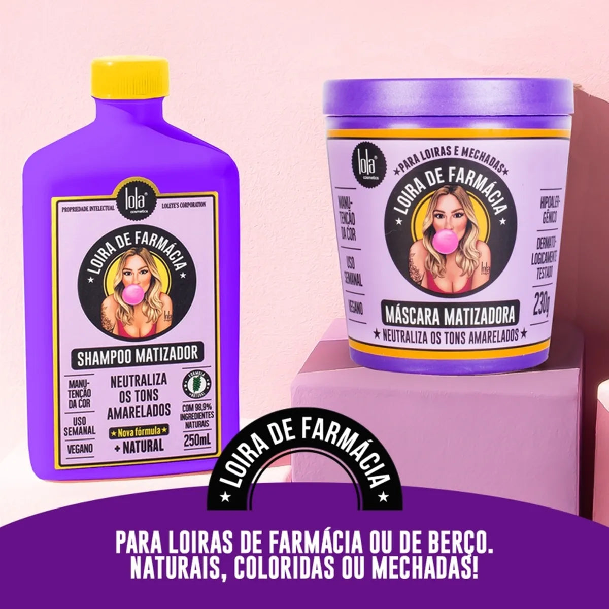 Pack Lola Loira de Farmácia – Shampoo + Máscara Matizadora