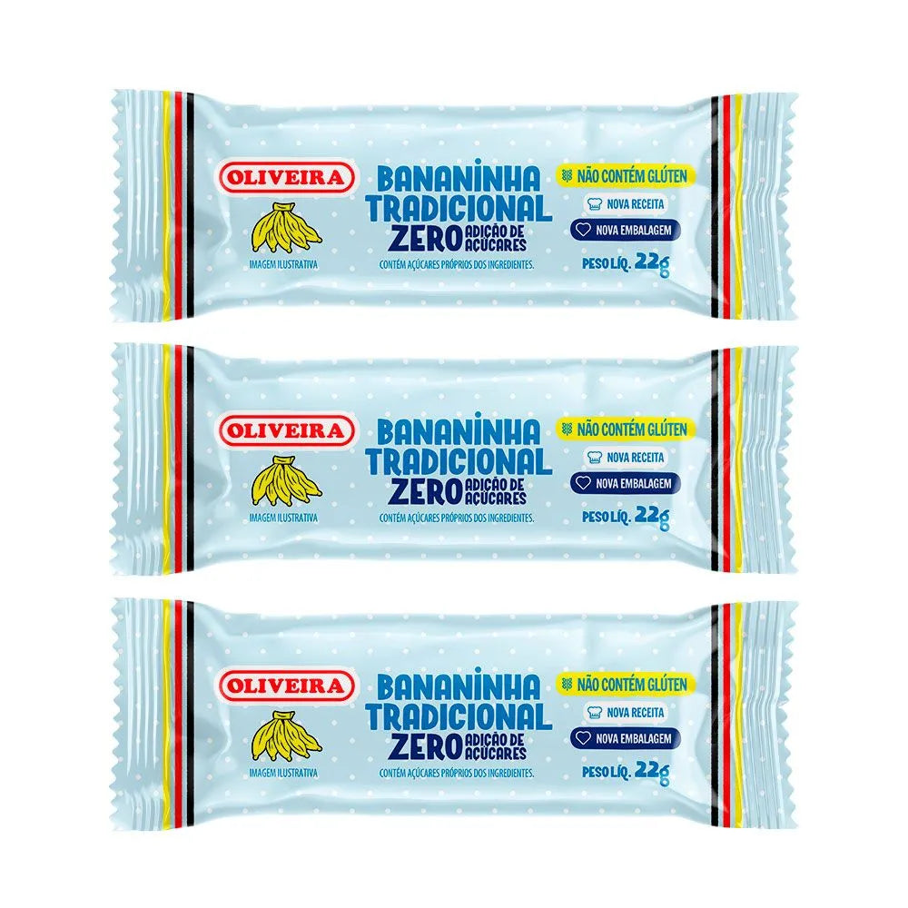 Bananinha Tradicional Zero Açucar 66g OLIVEIRA - 3 Unidade