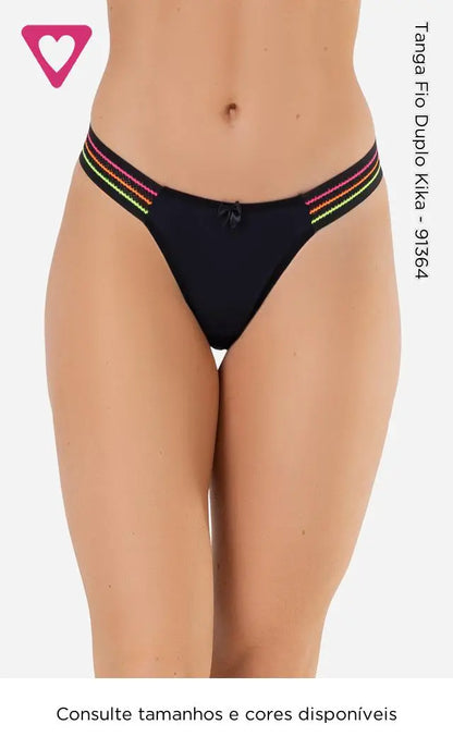 Tanga Fio Duplo Kika Romance – Cor Preta