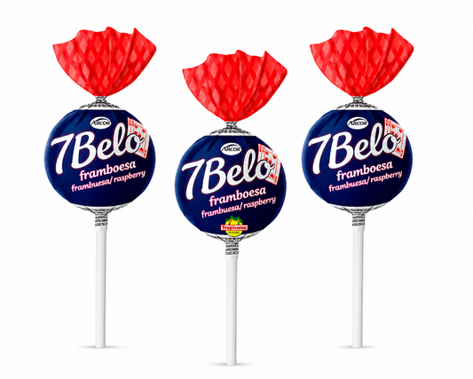Pirulitos 7 Belo Arcor – Sabor Framboesa -3 Unidades
