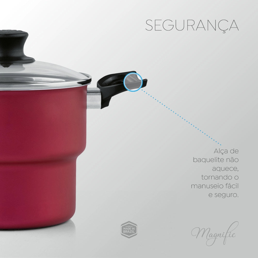 Cuscuzeira Antiaderente Panelux Nº 16 – 2,4 L Cor Cereja